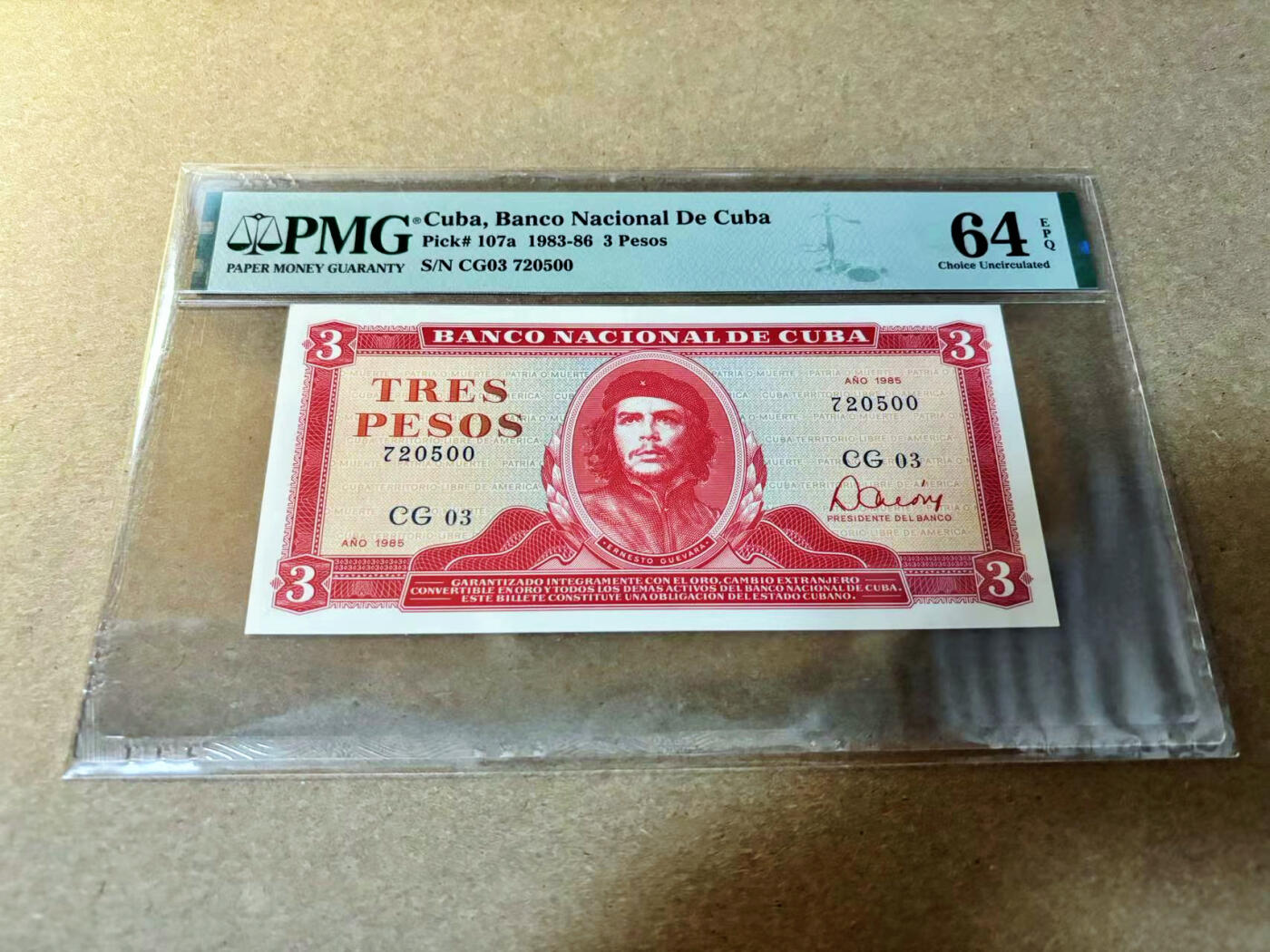 【Blue Auction】✨世界纸币精拍第526期【精】 古巴 1985年3比索 PMG64EPQ 切-格瓦拉
