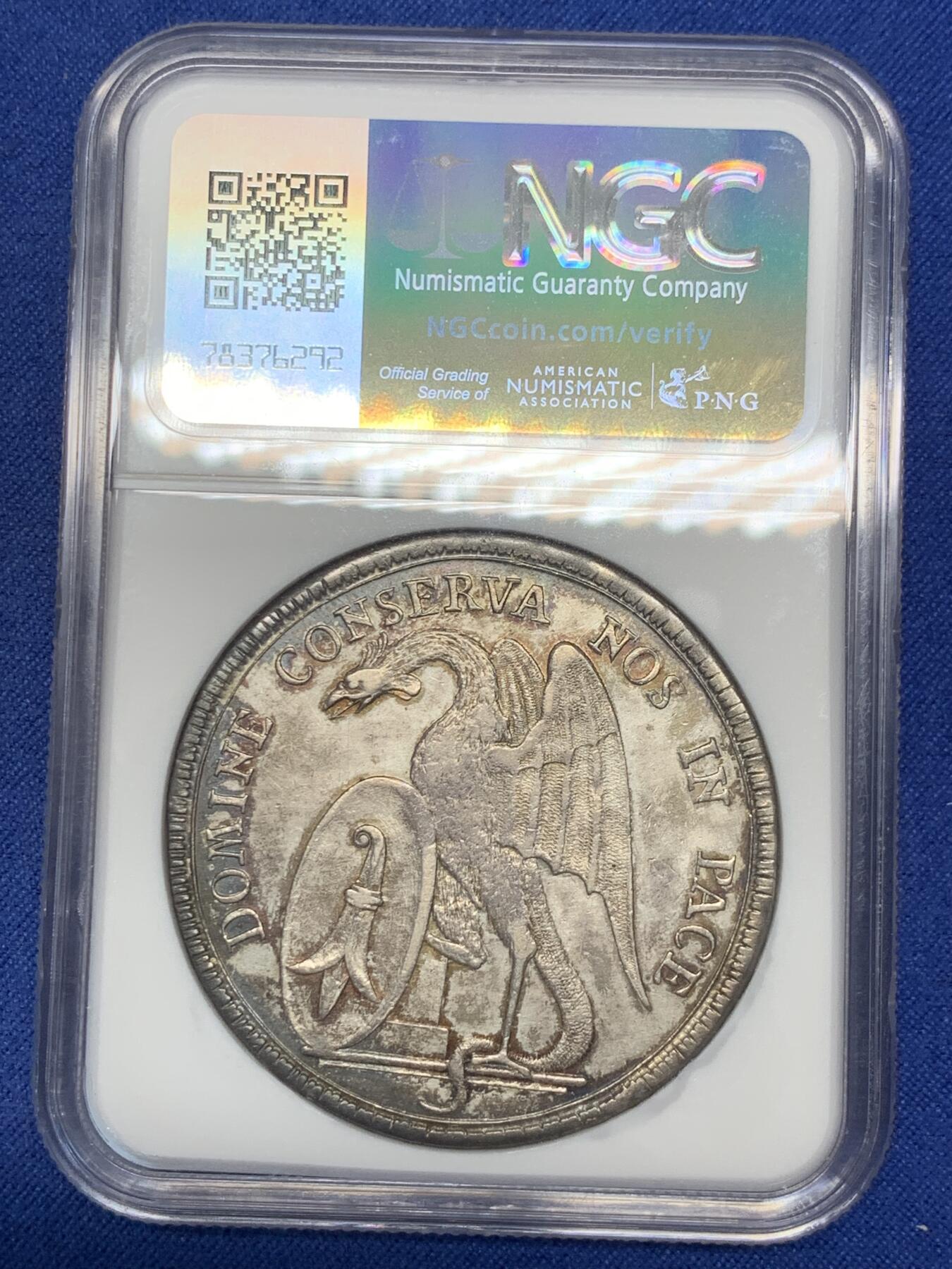 《竞宝斋》第297场- 周日，周一  2场连拍 （全场包邮） NGC AU55 瑞士 1793 巴塞尔 景观泰勒大银币 瑞士景观稳步上涨品种 打制好的不多见 低评