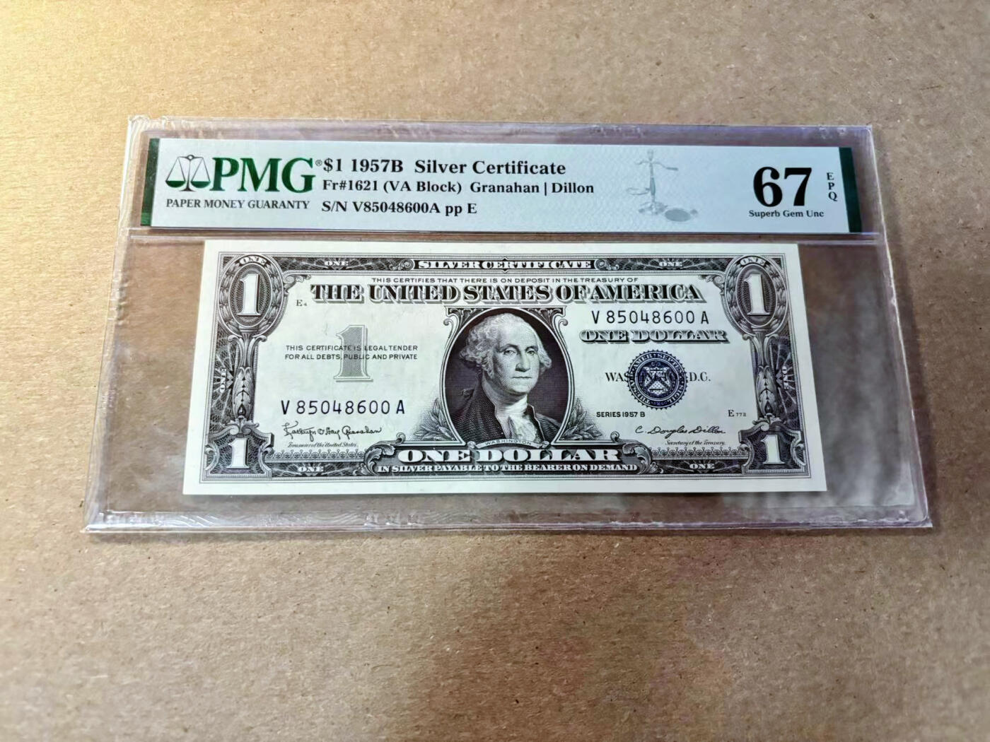 【Blue Auction】✨世界纸币精拍第526期【精】 美国 1957年1美金 银币券 PMG67EPQ 高分