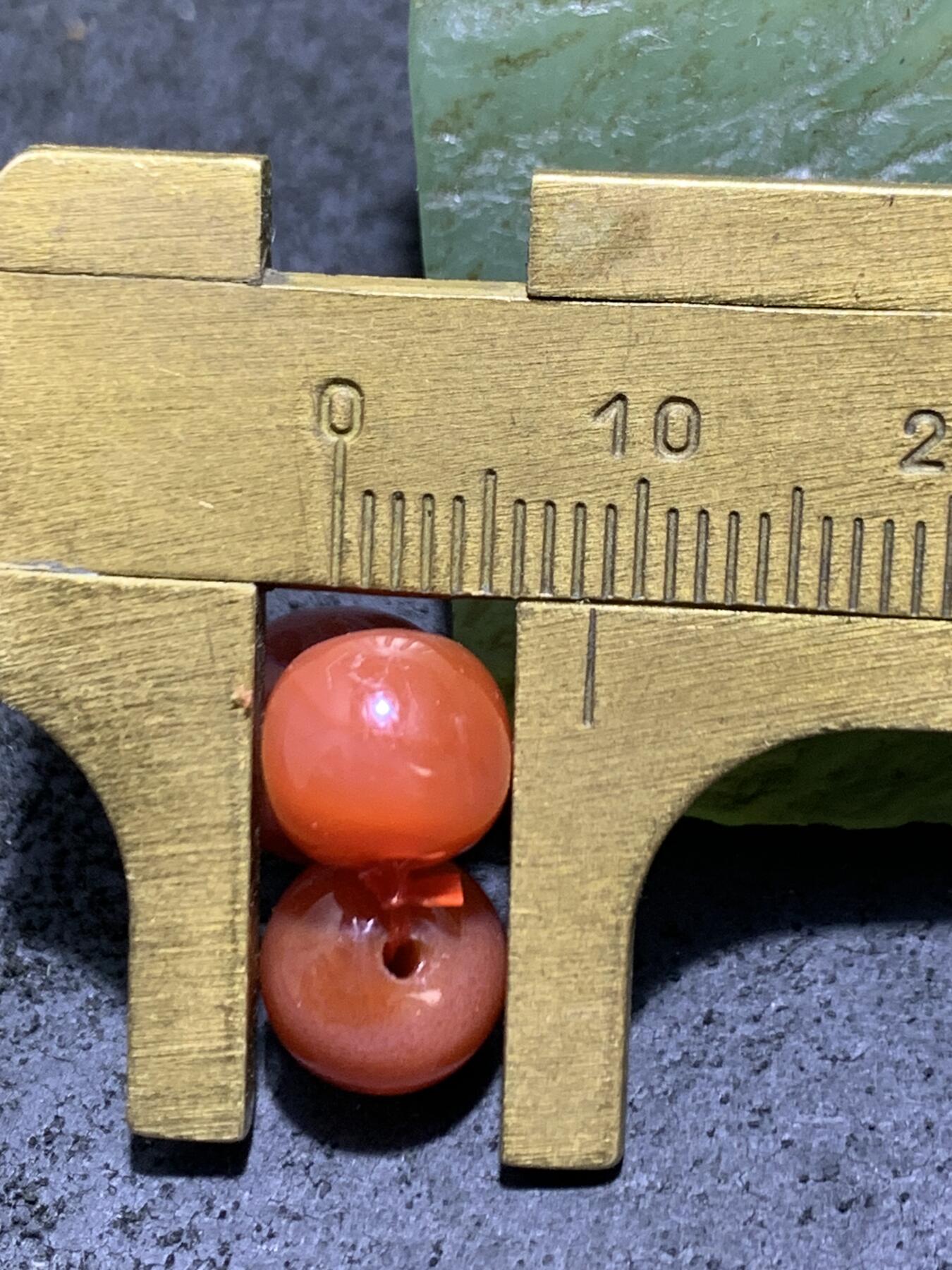 冻料柿子红南红玛瑙老形桶珠三颗！配串利器！