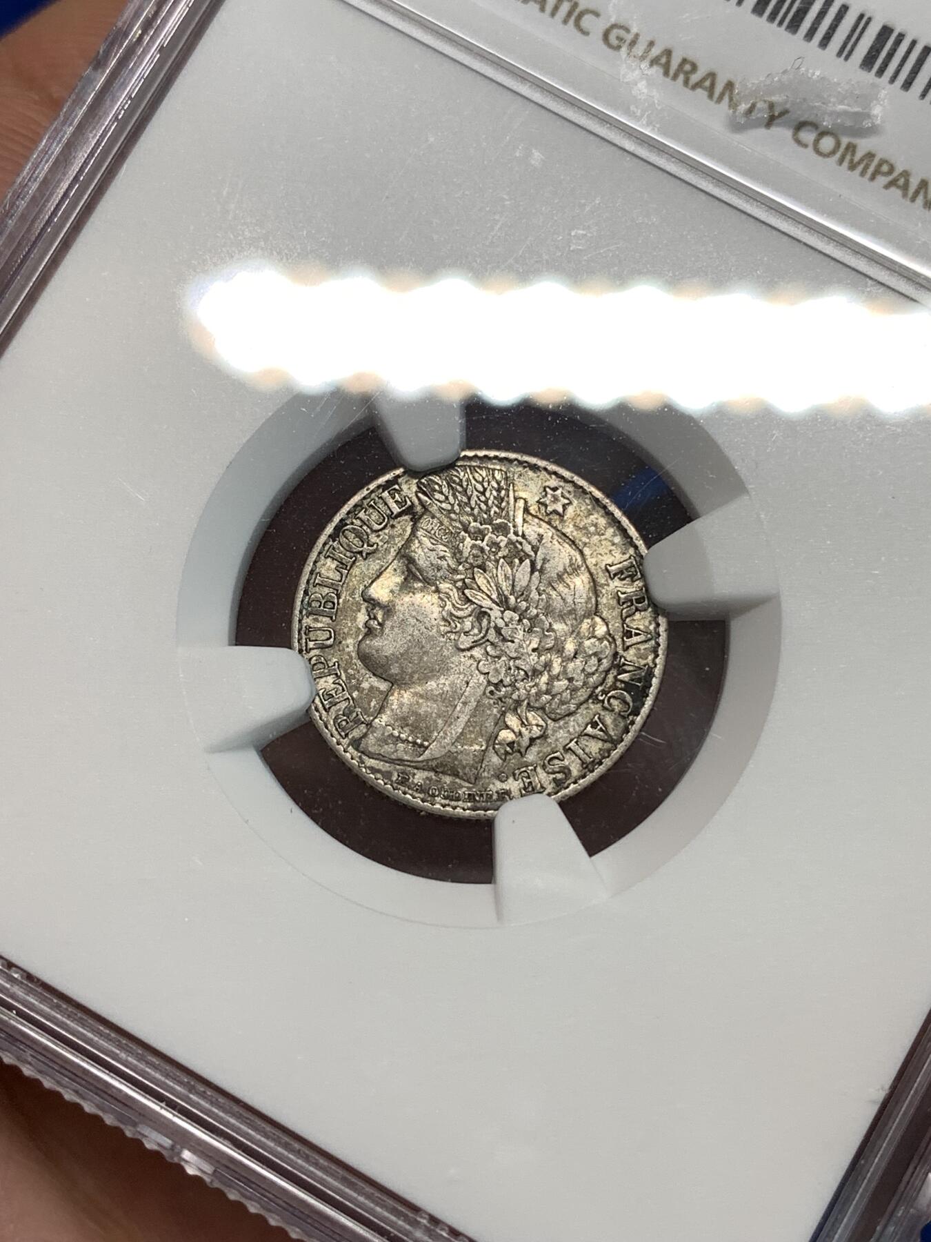 《竞宝斋》第297场- 周日，周一  2场连拍 （全场包邮） NGC XF40 法国1895A谷物女神50分银币 欧洲包浆