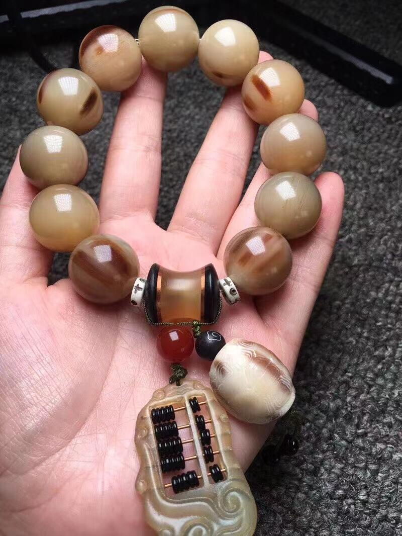 珠宝文玩专场 天然牦牛角圆珠手串
