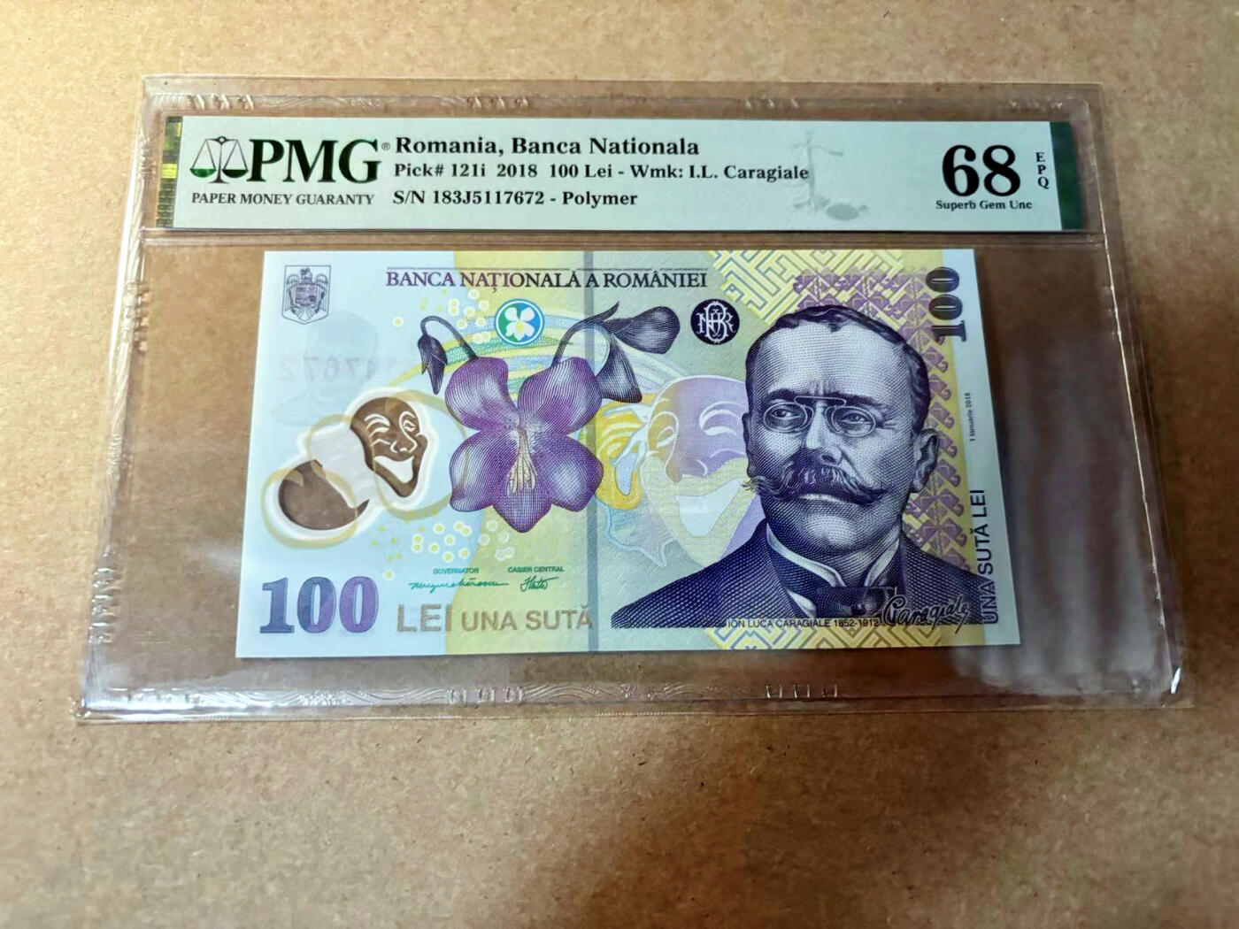 【Blue Auction】✨世界纸币精拍第527期【精】 罗马尼亚 2018年100雷 PMG68EPQ 超高分