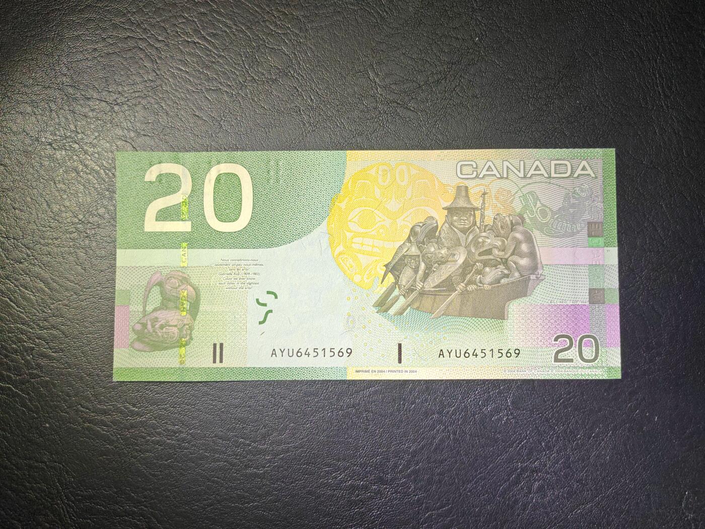 加拿大 2004年 首发年份 20加元 纸币 全新UNC