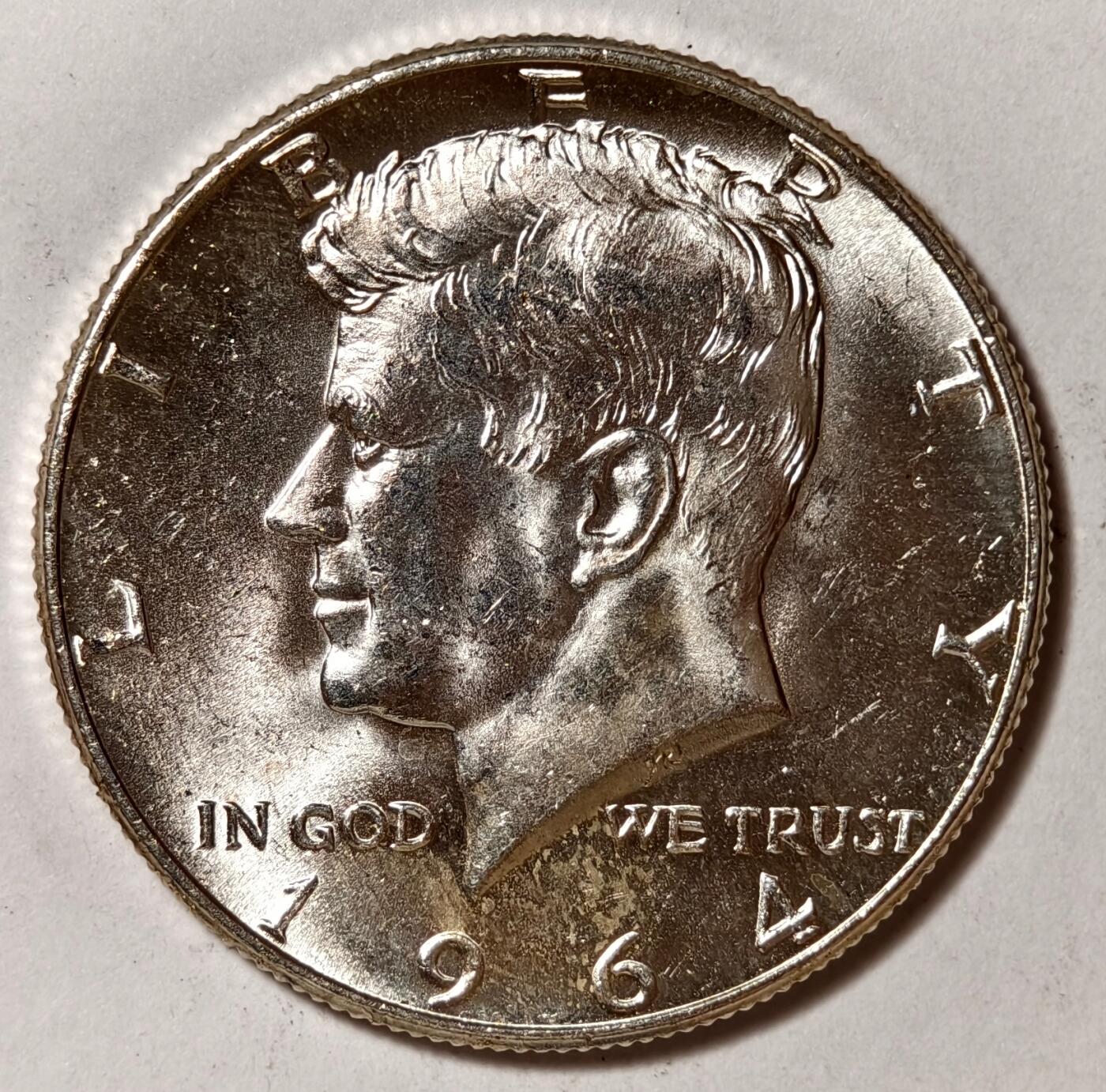 紫瑗钱币——第402期 美国 1964年 肯尼迪 50美分 12.5克 0.9银 BU 可评级