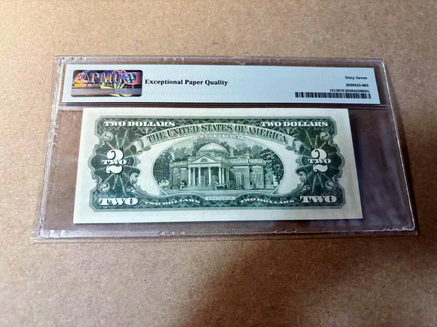 【Blue Auction】✨世界纸币精拍第527期【精】 【AA】美国 1963年2美金 PMG67EPQ 高分