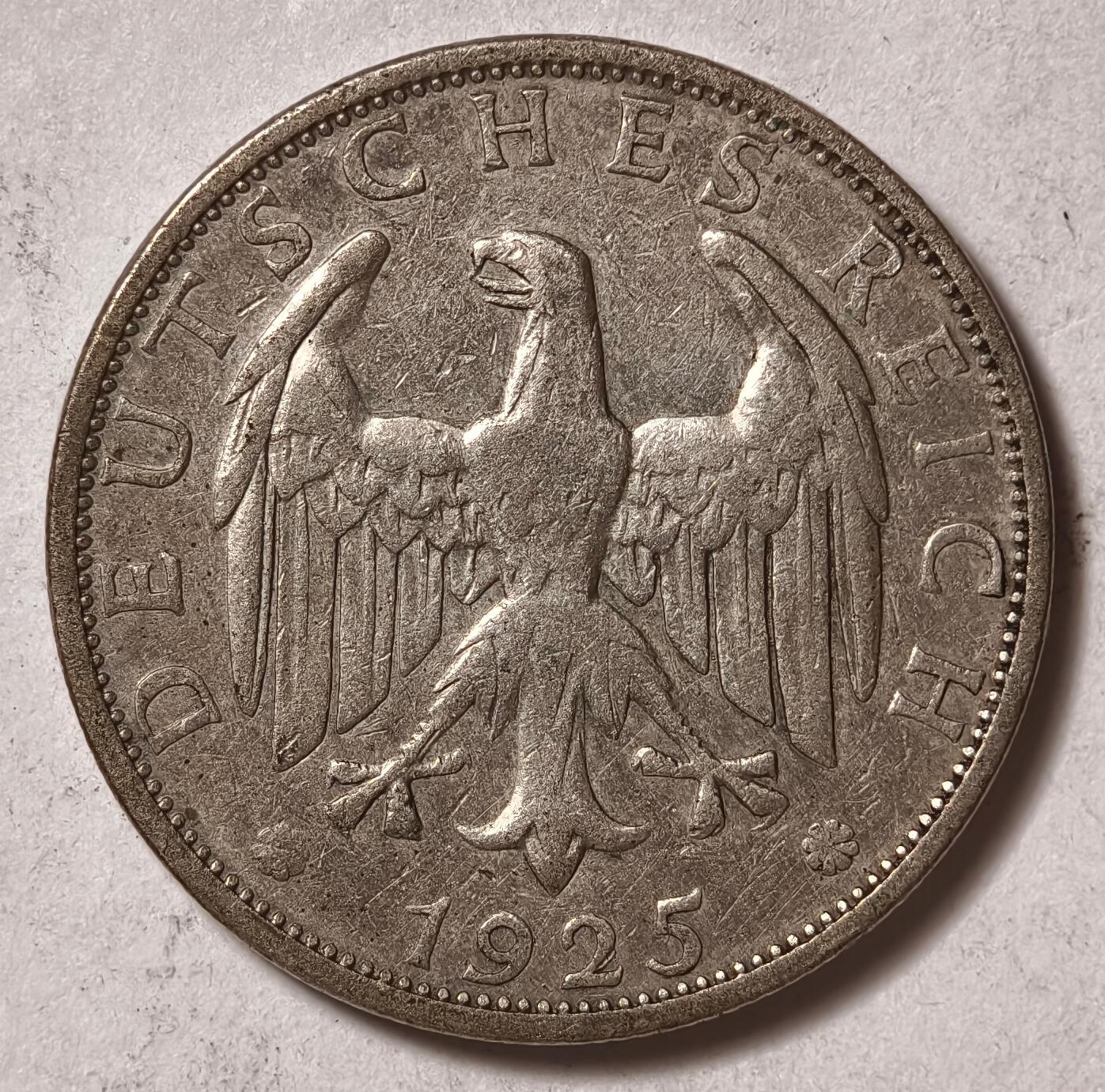 紫瑗钱币——第402期 德国 1925年 A版 魏玛共和国 流通2马克 10克 0.5银