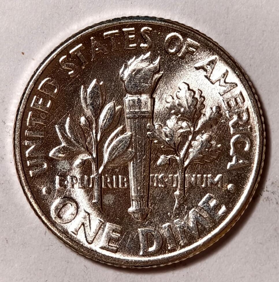 紫瑗钱币——第402期 美国 1955年 罗斯福 10美分 2.5克 0.9银 BU 可评级