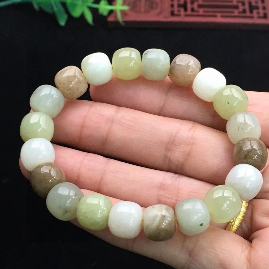 珠宝文玩专场 天然和田玉老型珠手串