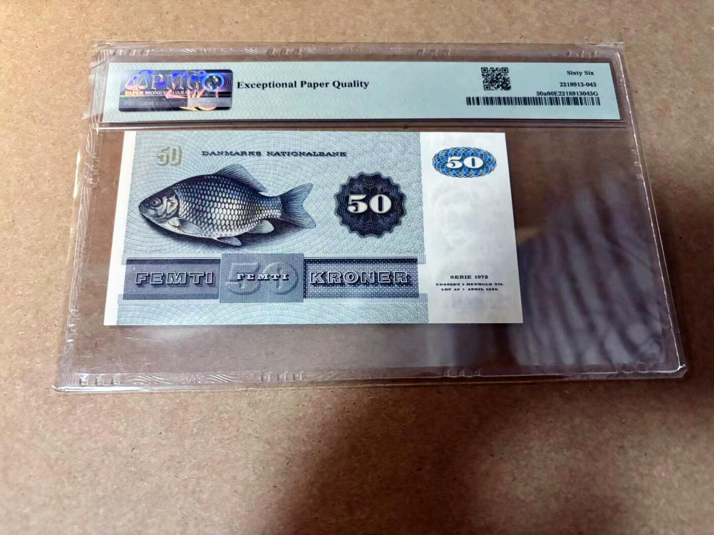 【Blue Auction】✨世界纸币精拍第527期【精】 【a版A0冠】丹麦 1972年50克朗 PMG66EPQ 