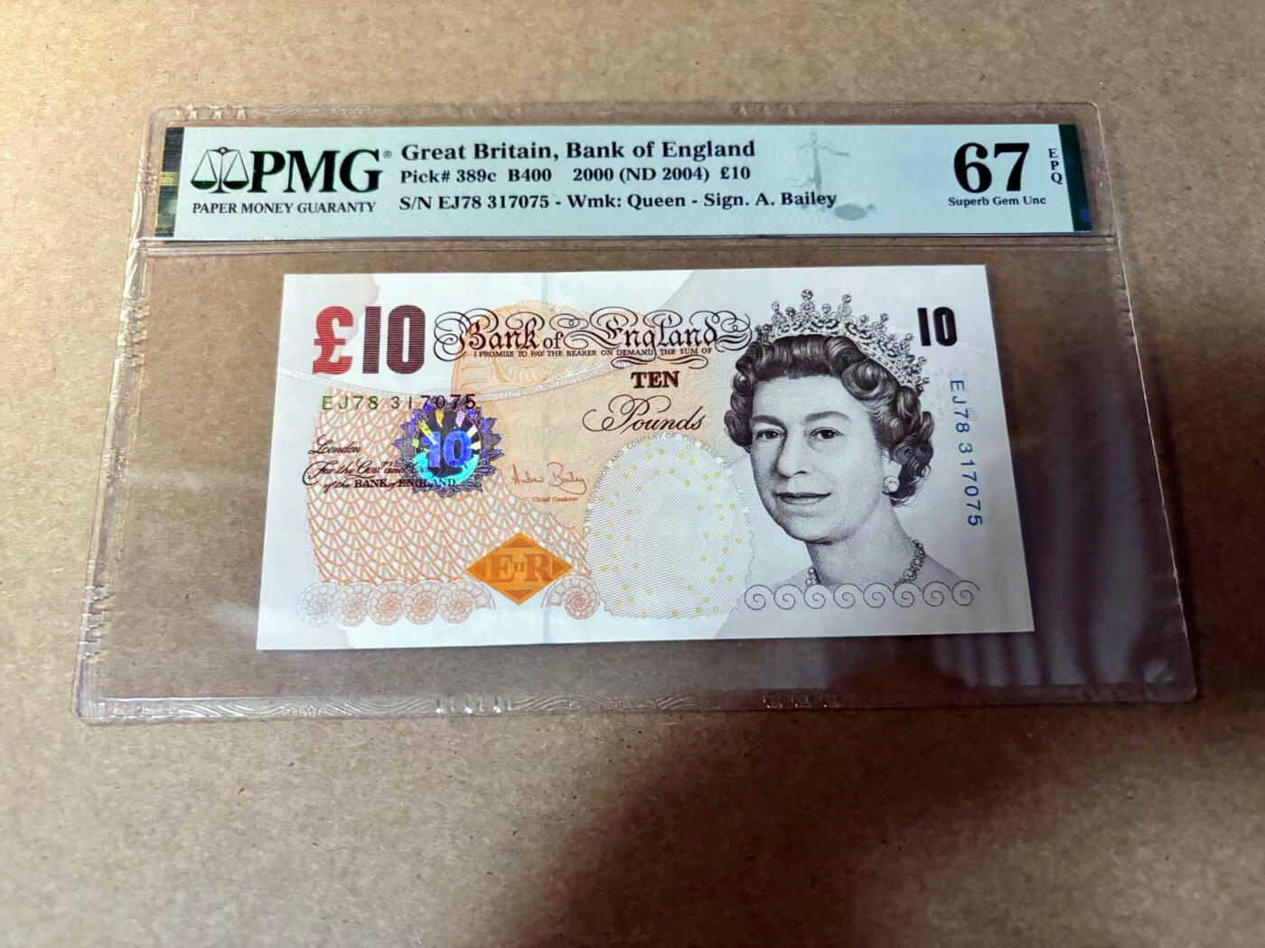 【Blue Auction】✨世界纸币精拍第527期【精】 英国 2000年10镑 PMG67EPQ 高分