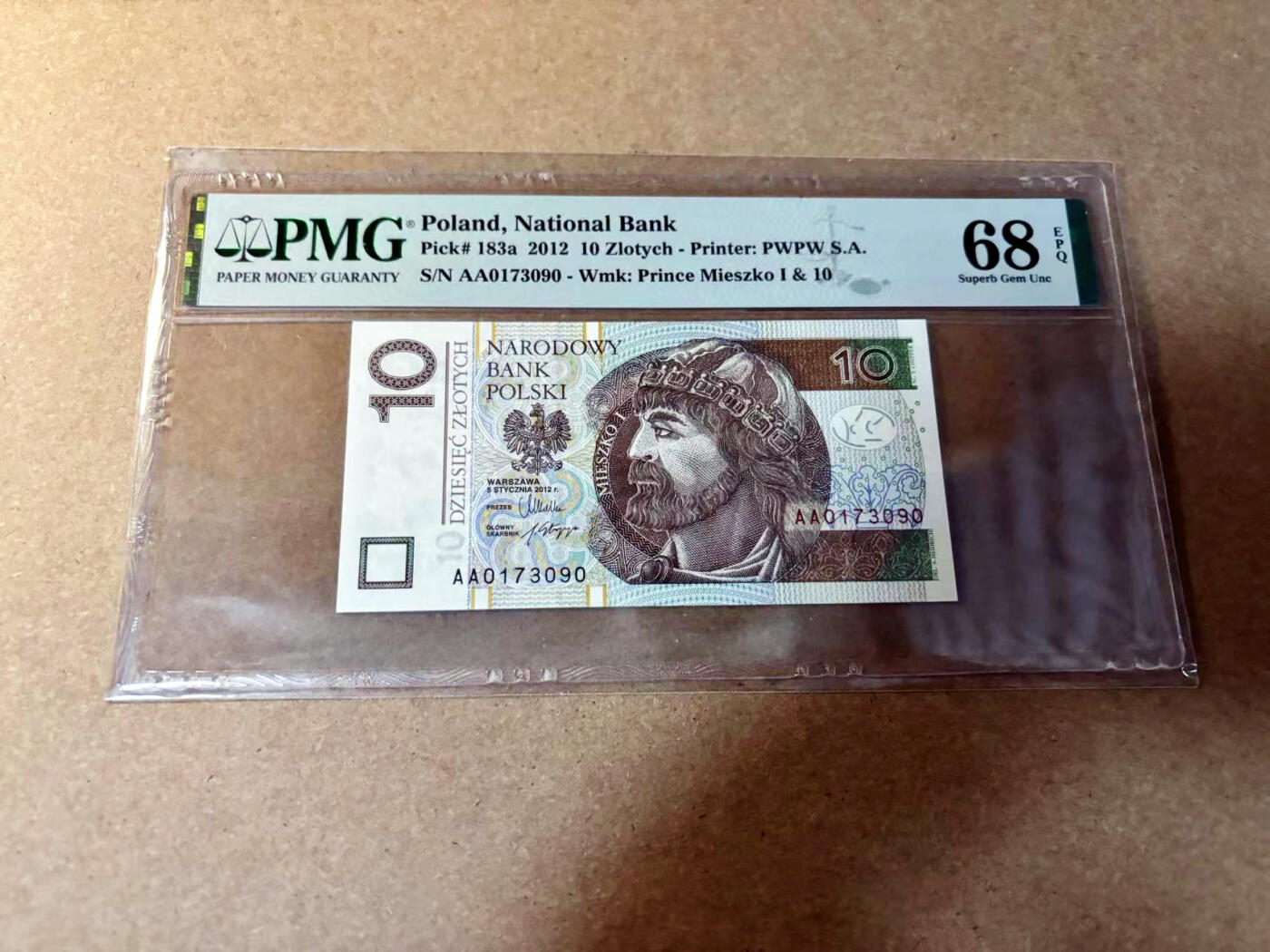 【Blue Auction】✨世界纸币精拍第527期【精】 【AA】波兰 2012年10兹罗提   PMG68EPQ 超高分
