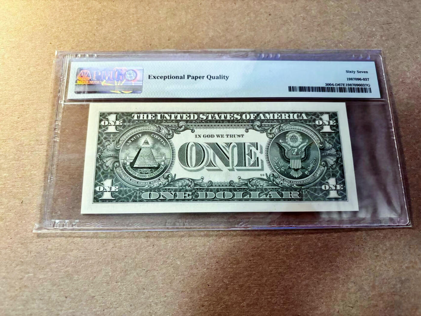 【Blue Auction】✨世界纸币精拍第527期【精】 【88888老虎号】美国 2017年1美金 PMG67EPQ 高分