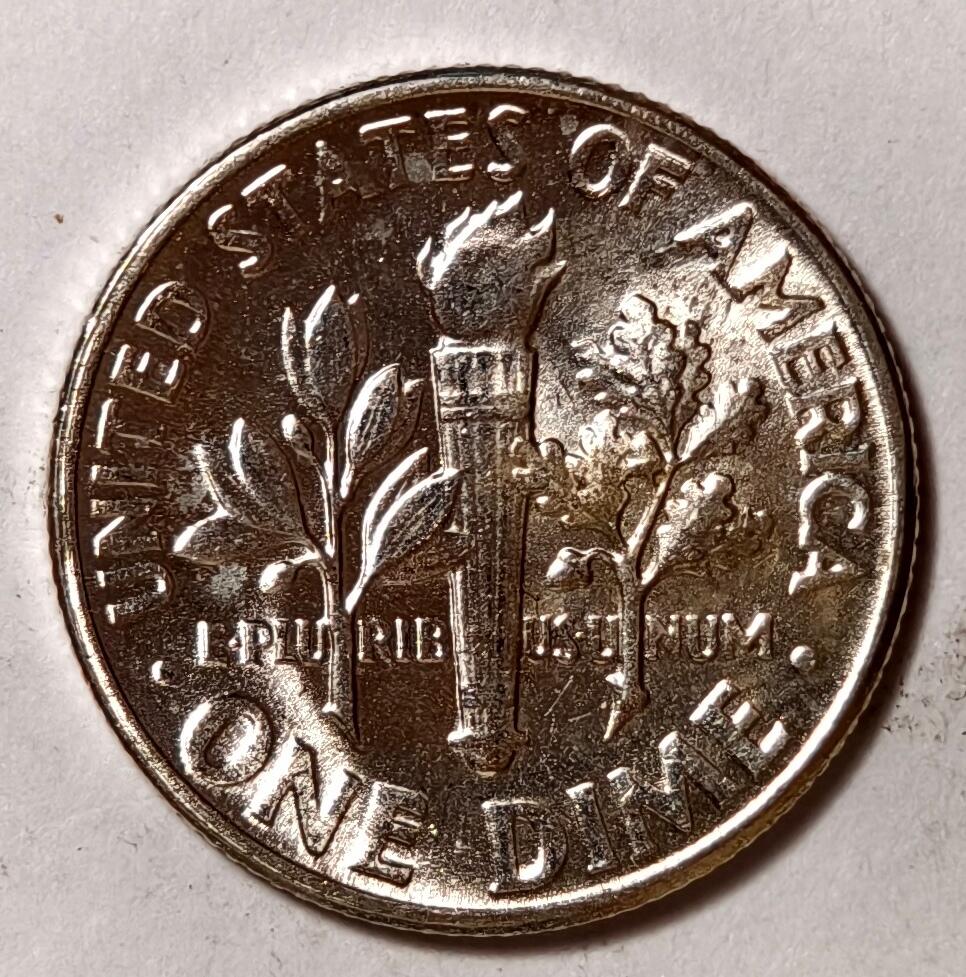 紫瑗钱币——第402期 美国 1955年  罗斯福 10美分 2.5克 0.9银 BU 可评级