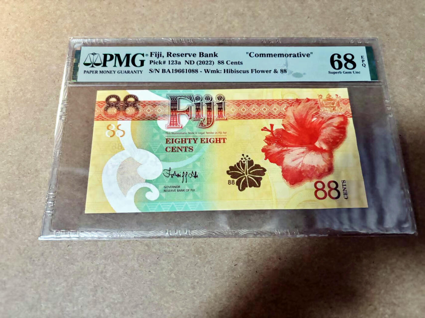 【Blue Auction】✨世界纸币精拍第527期【精】 【88尾倒置号】斐济 2022年88分 PMG68EPQ 超高分