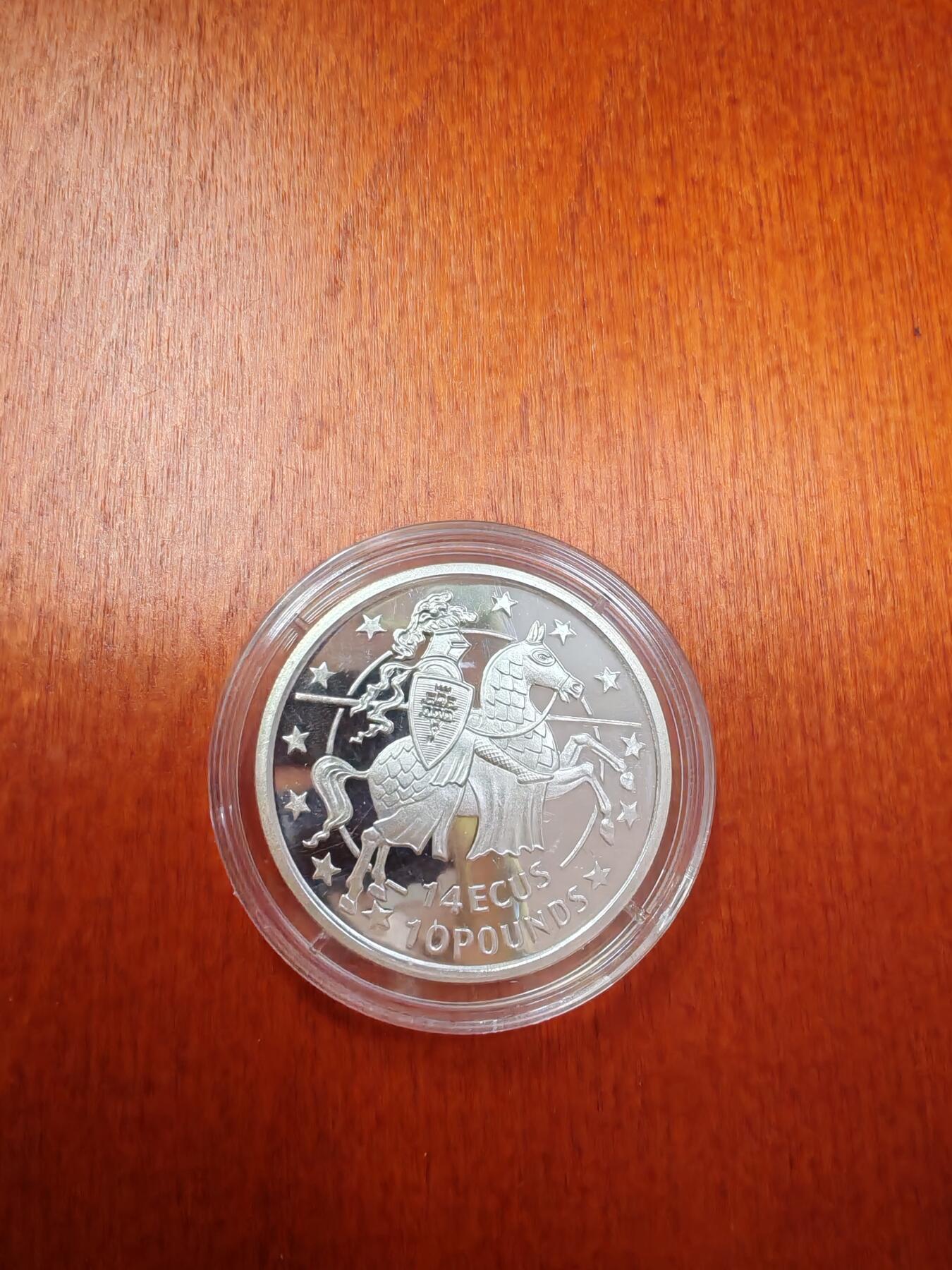 长老汇龙年精选第二十二场拍卖 1992直布罗陀骑士10镑精制银币，盒证全，2500枚