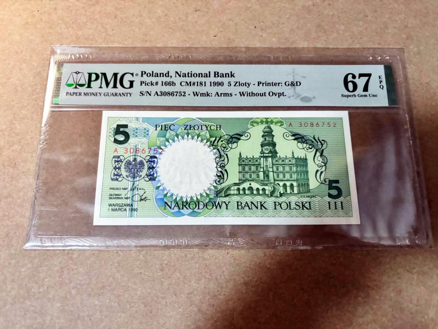 【Blue Auction】✨世界纸币精拍第527期【精】 波兰 1990年5兹罗提 PMG67EPQ 高分