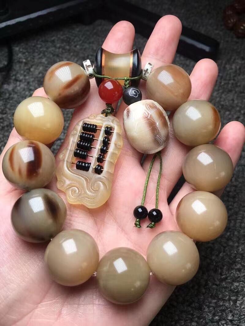 珠宝文玩专场 天然牦牛角圆珠手串