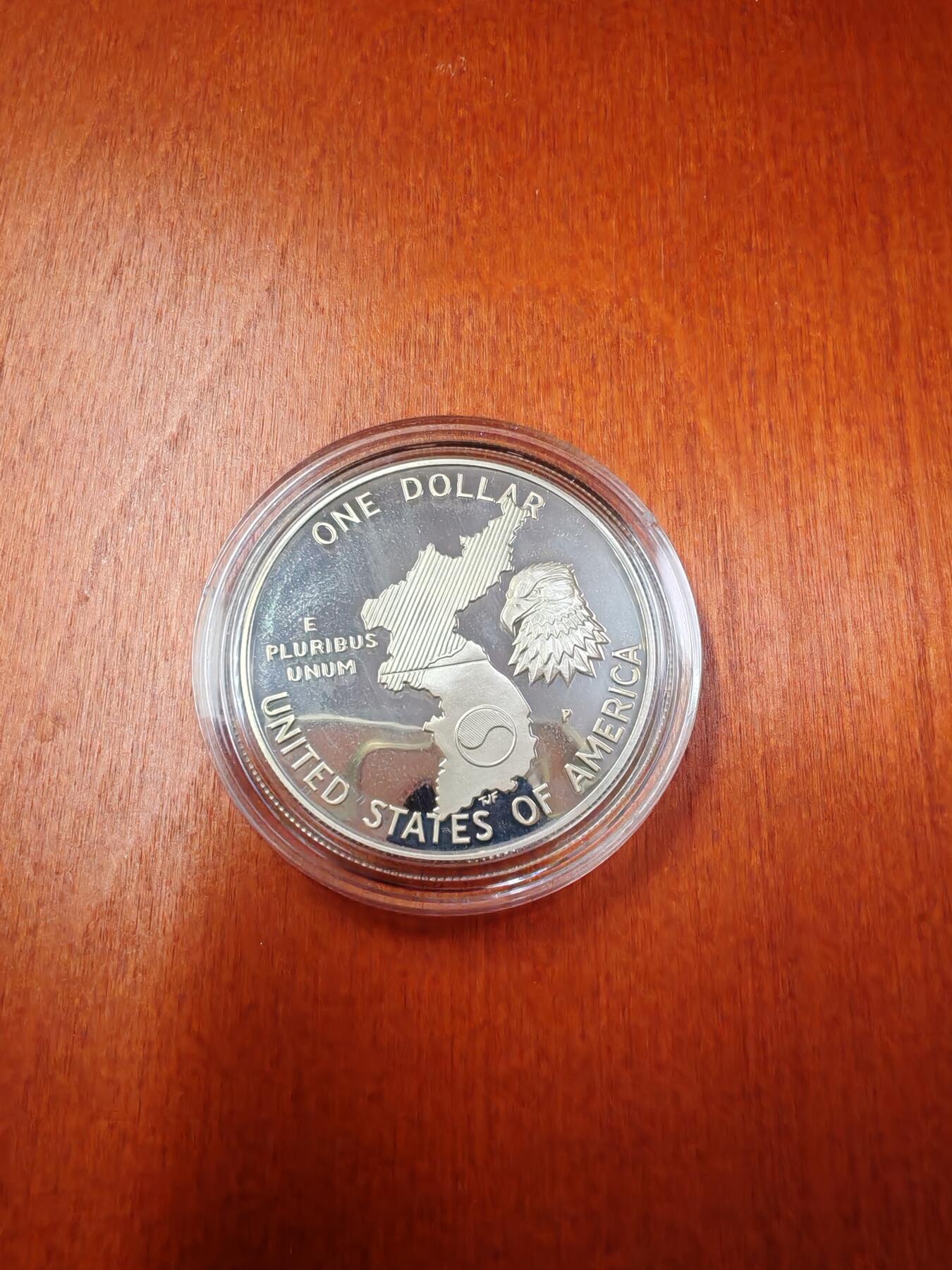 长老汇龙年精选第二十二场拍卖 1991美国朝鲜战争1美元精制银币，盒证全