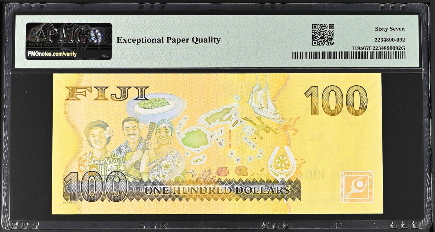 【Blue Auction】✨世界纸币精拍第526期【精】 【无47】斐济 2013年100元 大金蝉 PMG67EPQ 高分（卖家发货）