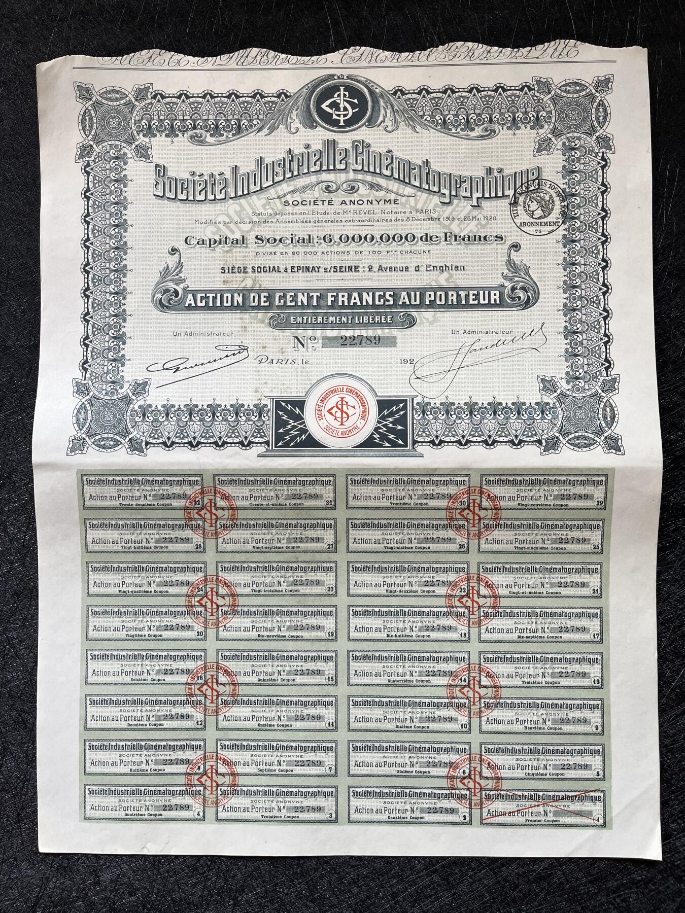 1920年法国电影制片厂股票