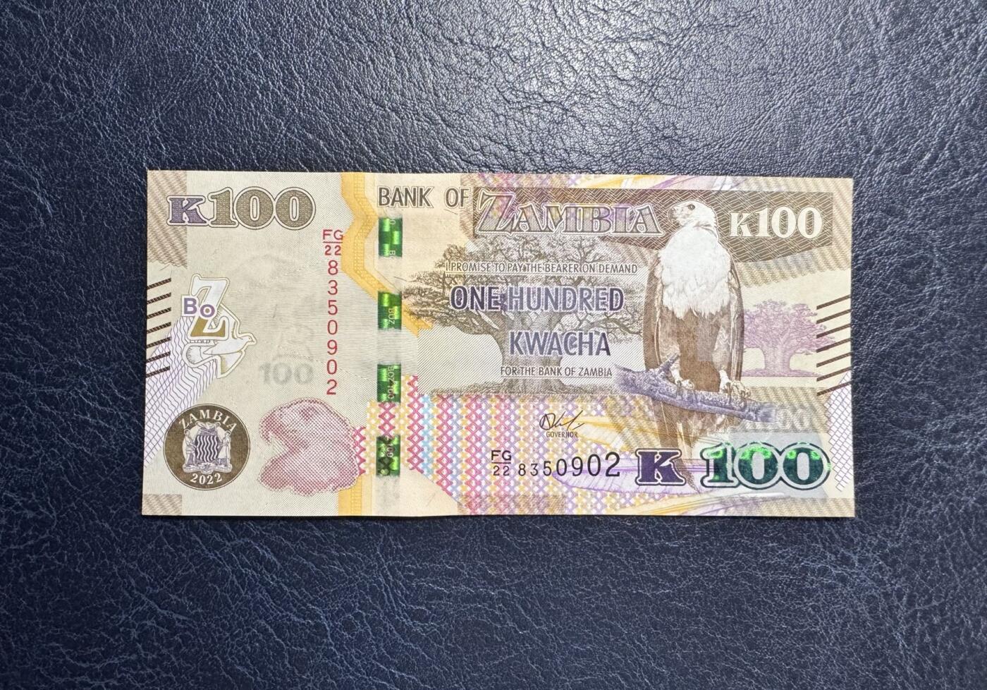 收藏联盟Quantum Auction 第369期拍卖  赞比亚2022年100克瓦查 品相AU