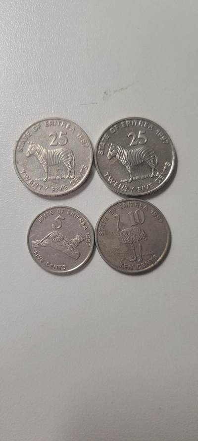 2024第十四期  厄立特里亚 25分硬币 1991年2枚+10分+5分