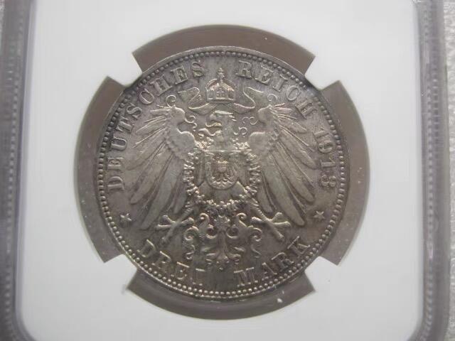 NGC-MS62德国-萨克森1913年莱比锡建功碑3马克银币