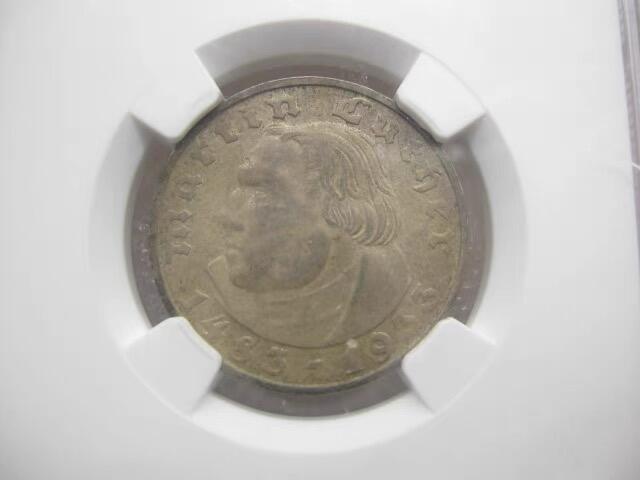 NGC-MS62德国1933年D 马丁路德2马克银币