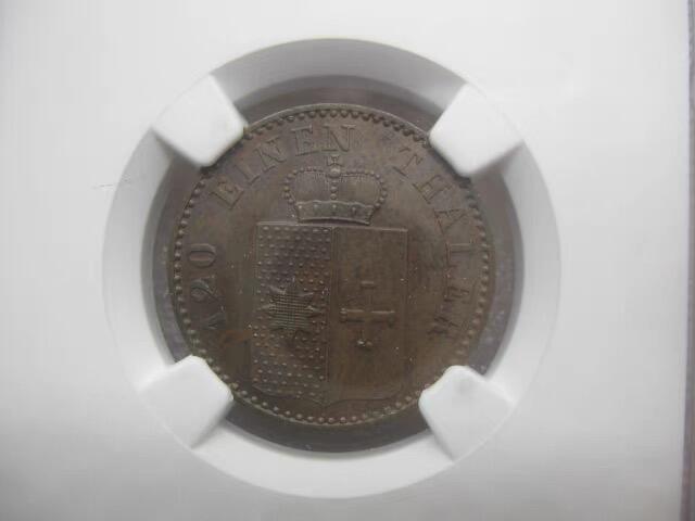 【冠军】NGC-MS62BN德国-瓦尔德克-皮尔蒙特1867年B一年版3芬尼