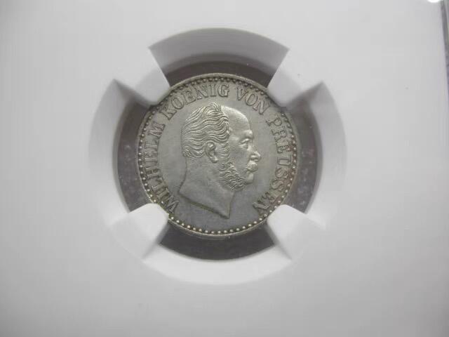 NGC-MS62德国-普鲁士1867年C威廉一世1格鲁申银币