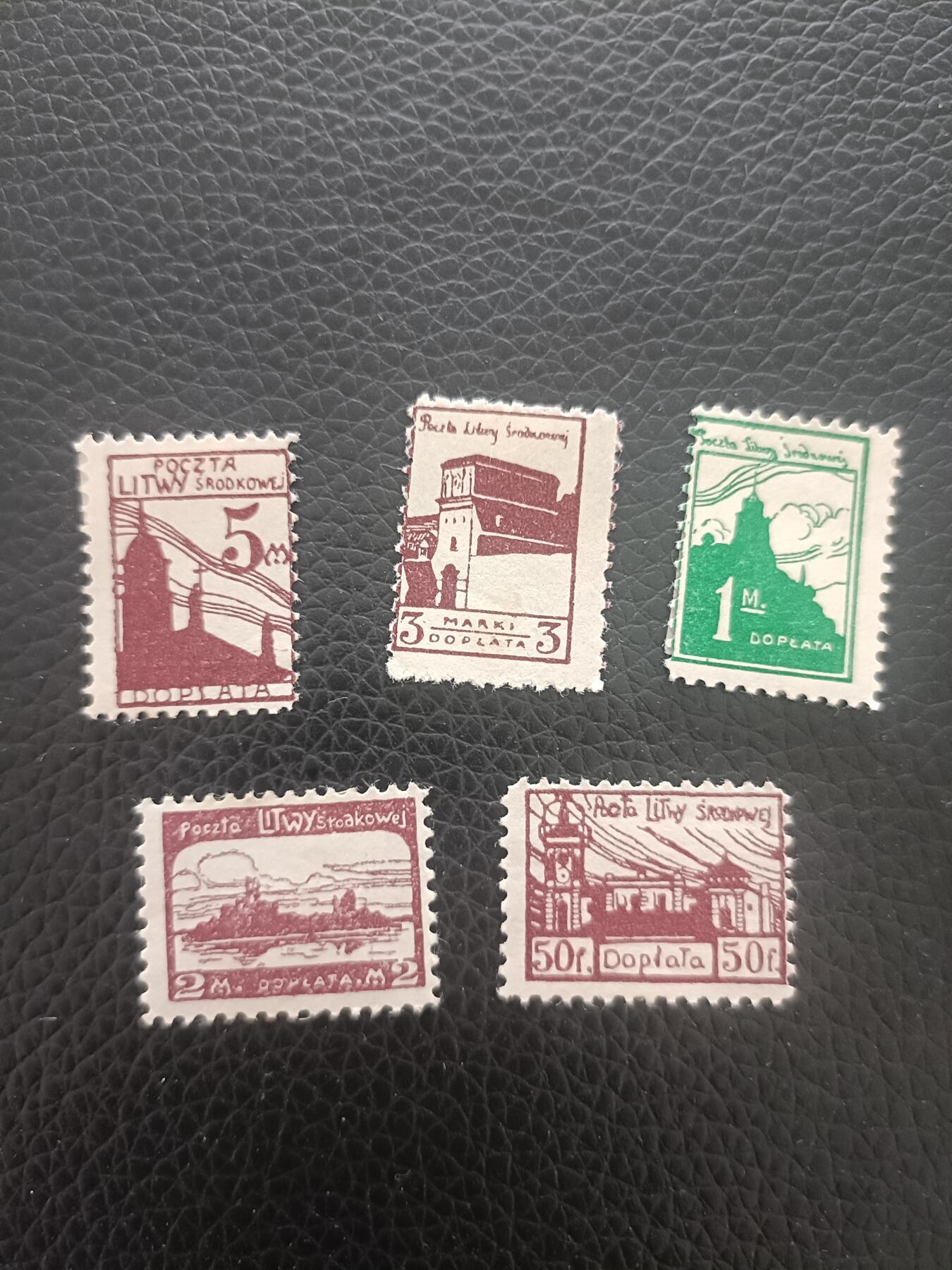 86外国邮票 中央立陶宛邮票1920年建筑5枚 所见即所得