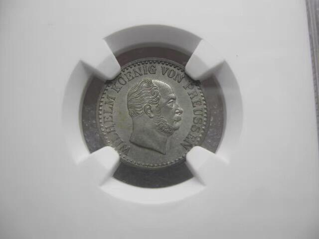 NGC-MS63德国-普鲁士1869年A威廉一世1格鲁申银币