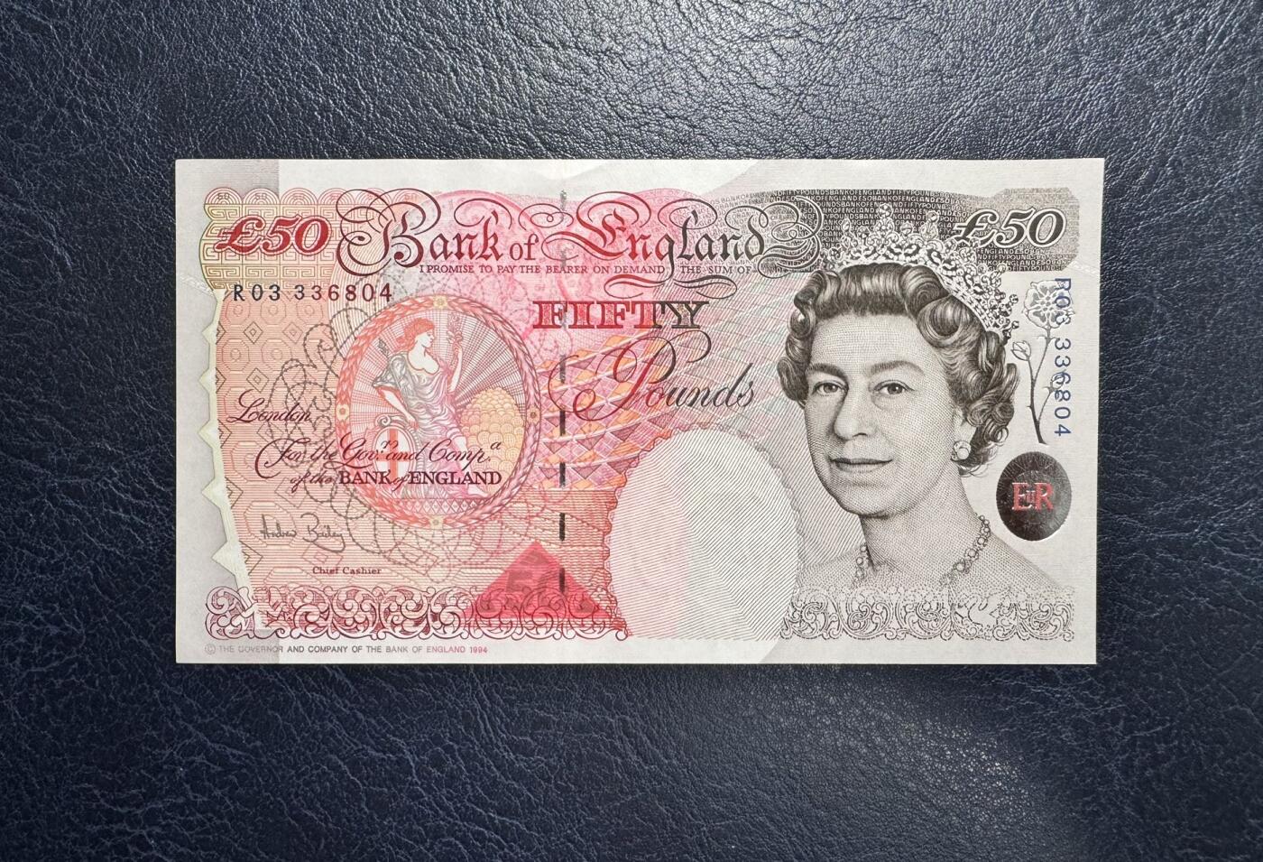 收藏联盟Quantum Auction 第369期拍卖  英国1994 (ND 2006)年50镑 品相UNC  英格兰银行首任总裁 霍布伦