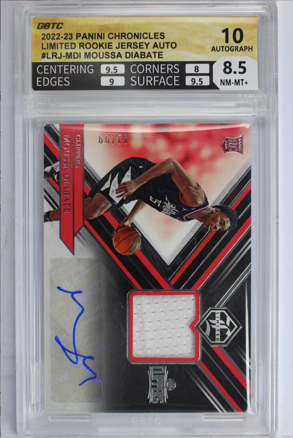 公博评价卡 2022-23 Panini Limited Moussa Diabate 快船 迪亚巴特 新秀rc /99编 签字签名 球衣物料切割