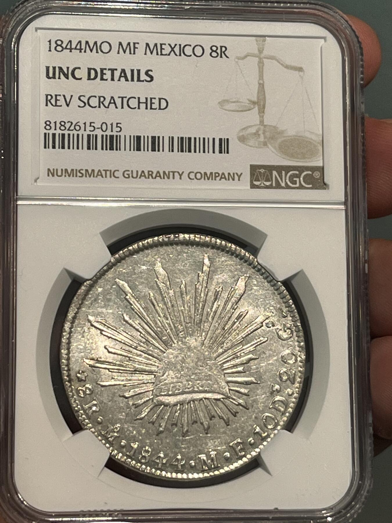 NGC-UNCD 1844MO花边墨西哥鹰洋早期鹰洋光度好