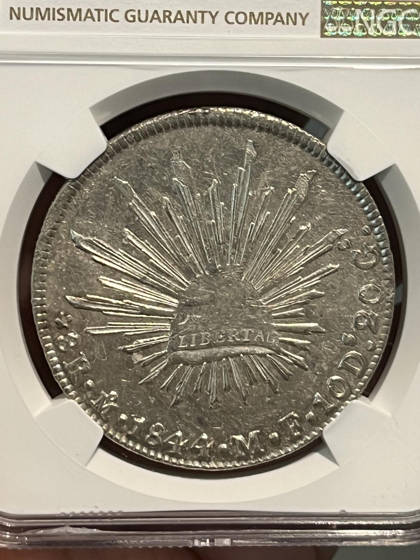 NGC-UNCD 1844MO花边墨西哥鹰洋早期鹰洋光度好