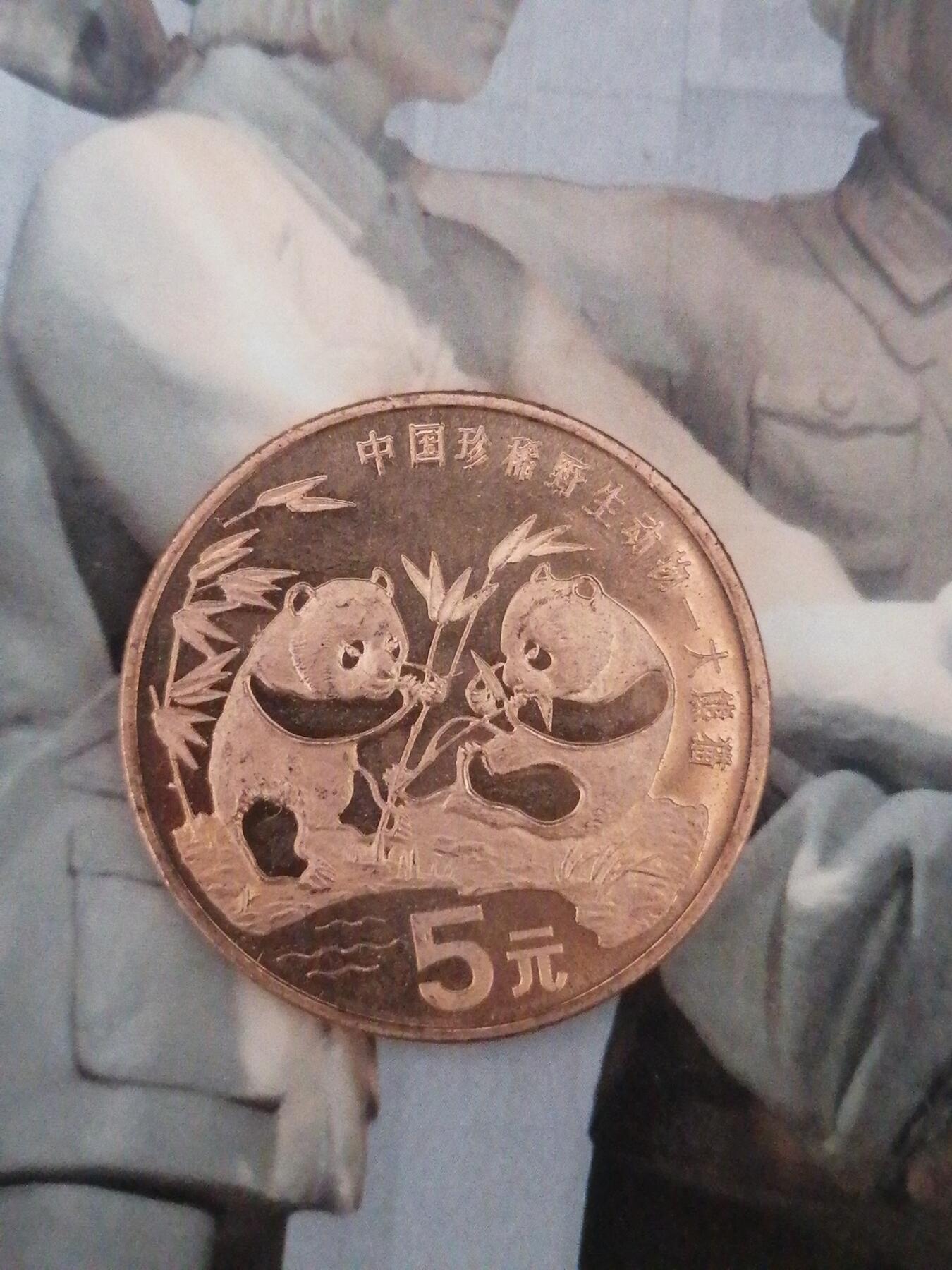 钱币专场 1993熊猫币5元