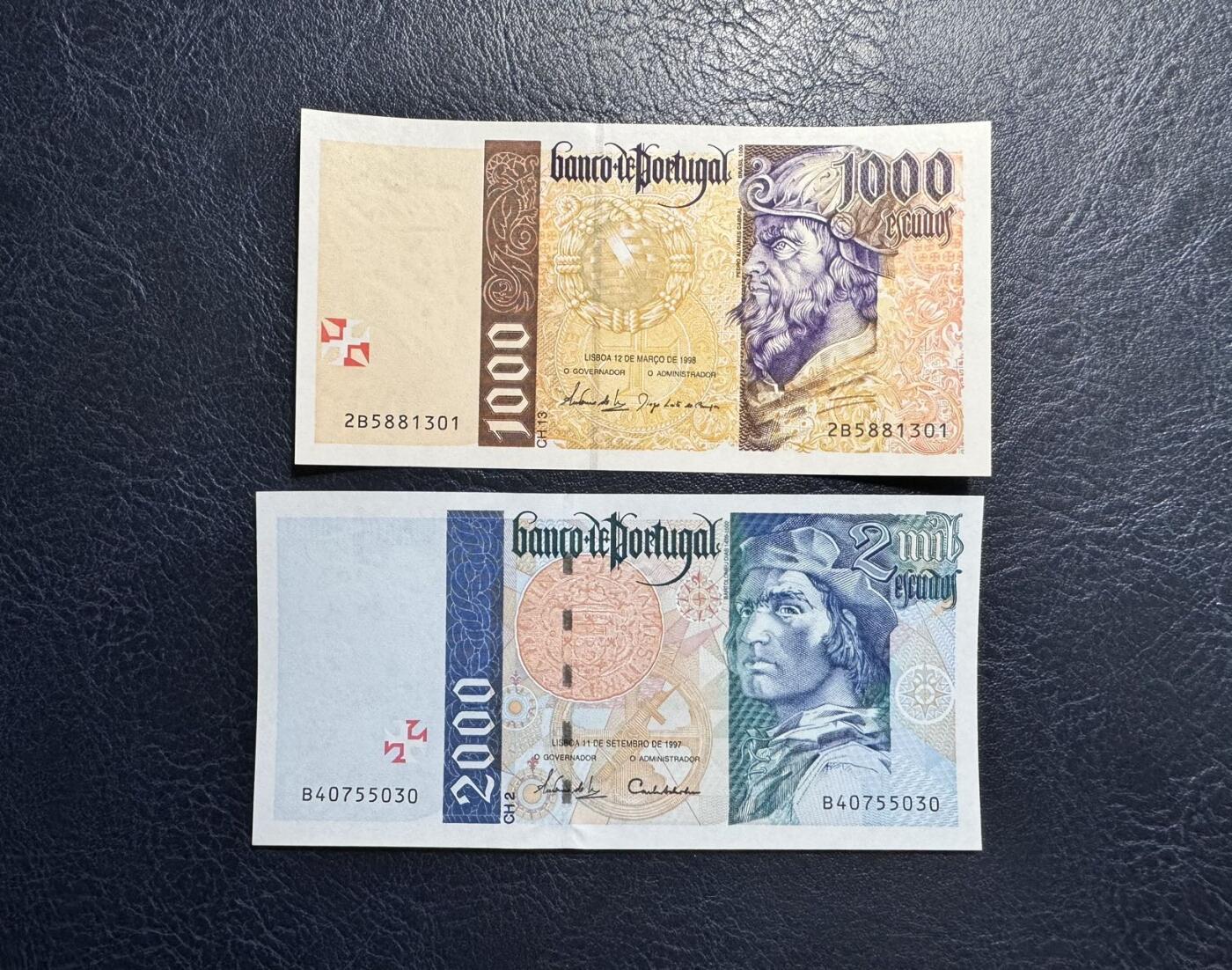 收藏联盟Quantum Auction 第369期拍卖  葡萄牙1996-97年1000和2000埃斯库多 品相全新UNC 