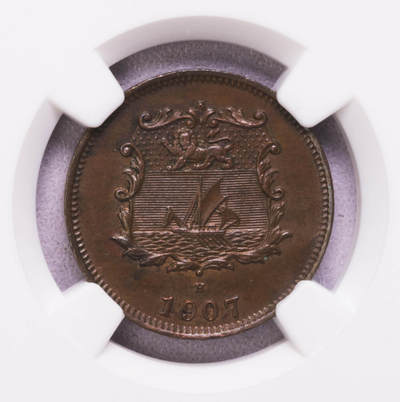 NGC-MS63BN 1907H北婆罗洲洋元半分铜币大特年 - NGC-MS63BN 1907H北婆罗洲洋元半分铜币大特年