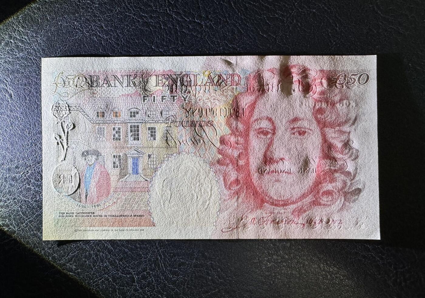 收藏联盟Quantum Auction 第369期拍卖  英国1994 (ND 2006)年50镑 品相UNC  英格兰银行首任总裁 霍布伦