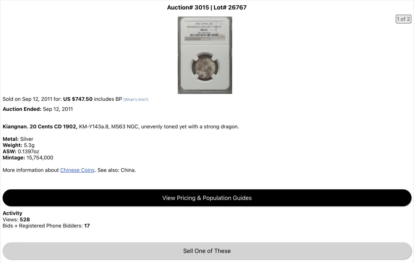 博洋堂“长夏未央”8月精品专场暨第089期（全场包邮） NGC MS63 江南省造壬寅光绪元宝库平一钱四分四厘。状态相当出众，正反车轮光黄油彩包浆视觉效果出众。很少见的年份，高分更是罕见。2011年HA同品种ngc同分成交价就已经达到747.5美元，折合人民币5456元