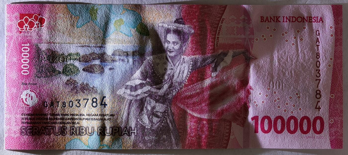 紫瑗钱币——第407期——纸币场 印度尼西亚 2022年 苏加诺和穆罕默德·哈达 100000卢比 UNC