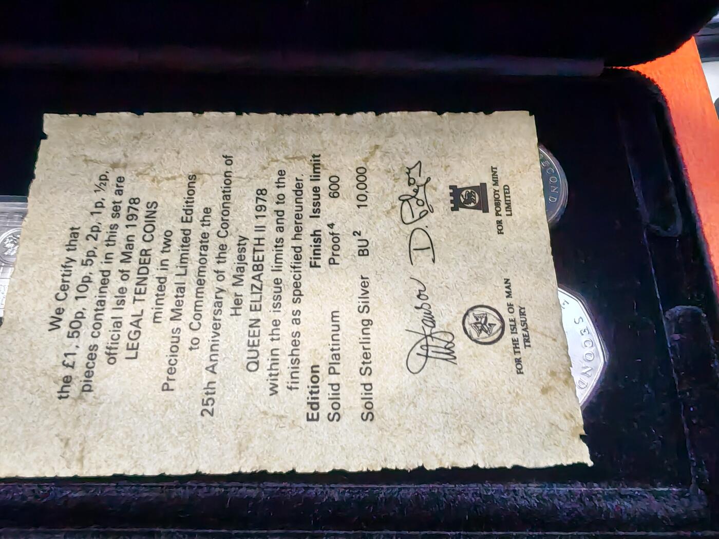 长老汇龙年精选第二十三场拍卖 1978马恩6枚银币套装，盒证全，1万套，带造币厂原章1枚