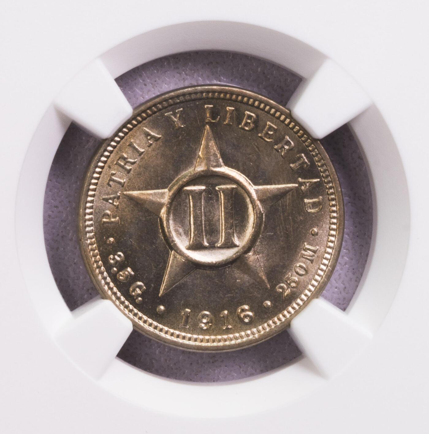 NGC-MS65 1916古巴2分镍币首版完美品