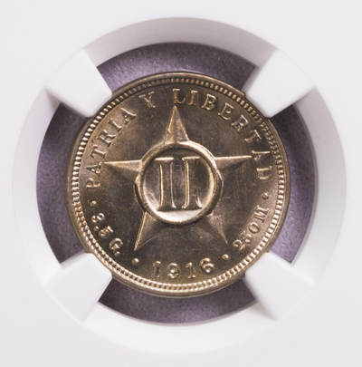 NGC-MS65 1916古巴2分镍币首版完美品 - NGC-MS65 1916古巴2分镍币首版完美品