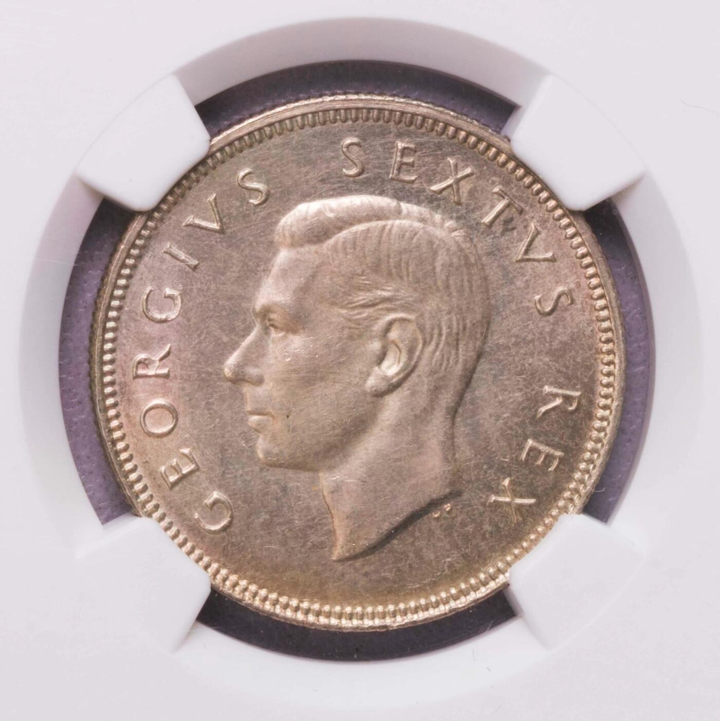 NGC-MS62 1950南非乔六2先令银币 特年