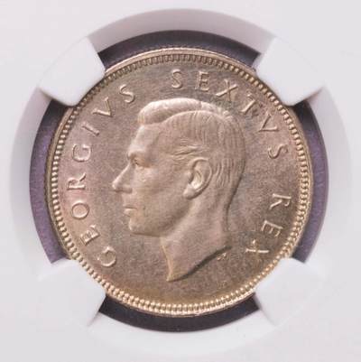 NGC-MS62 1950南非乔六2先令银币 特年 - NGC-MS62 1950南非乔六2先令银币 特年