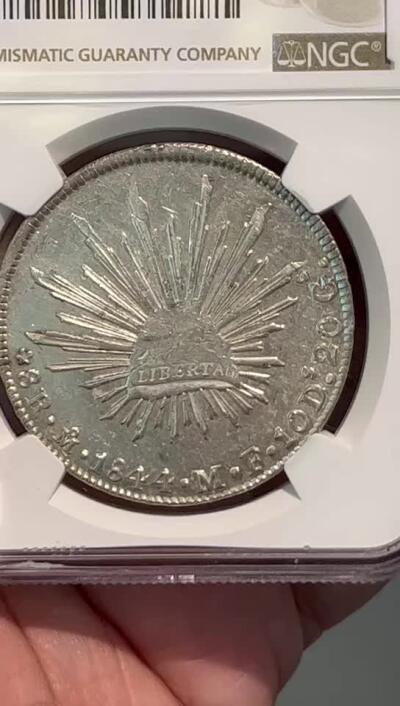 NGC-UNCD 1844MO花边墨西哥鹰洋早期鹰洋光度好