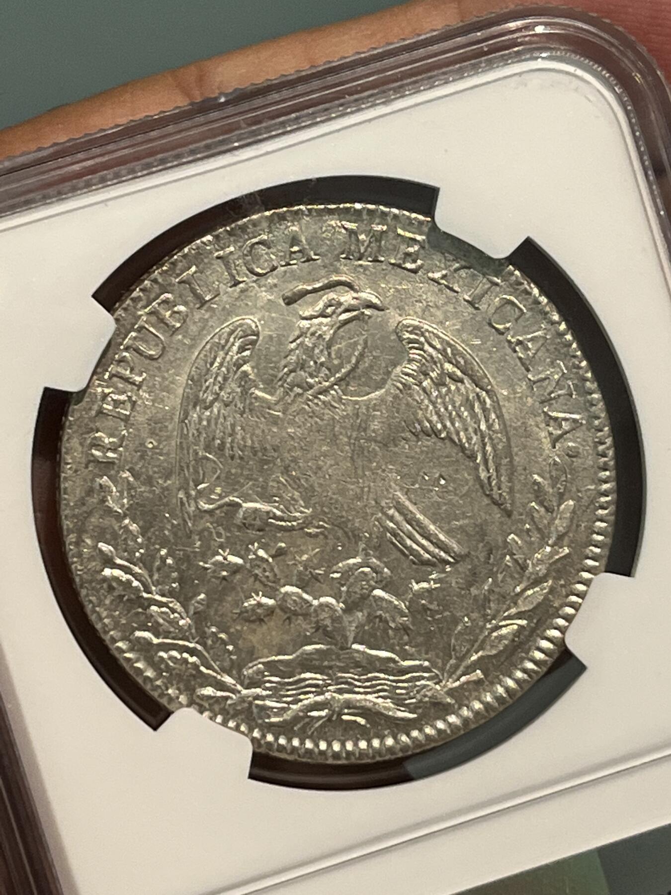 NGC-UNCD 1844MO花边墨西哥鹰洋早期鹰洋光度好